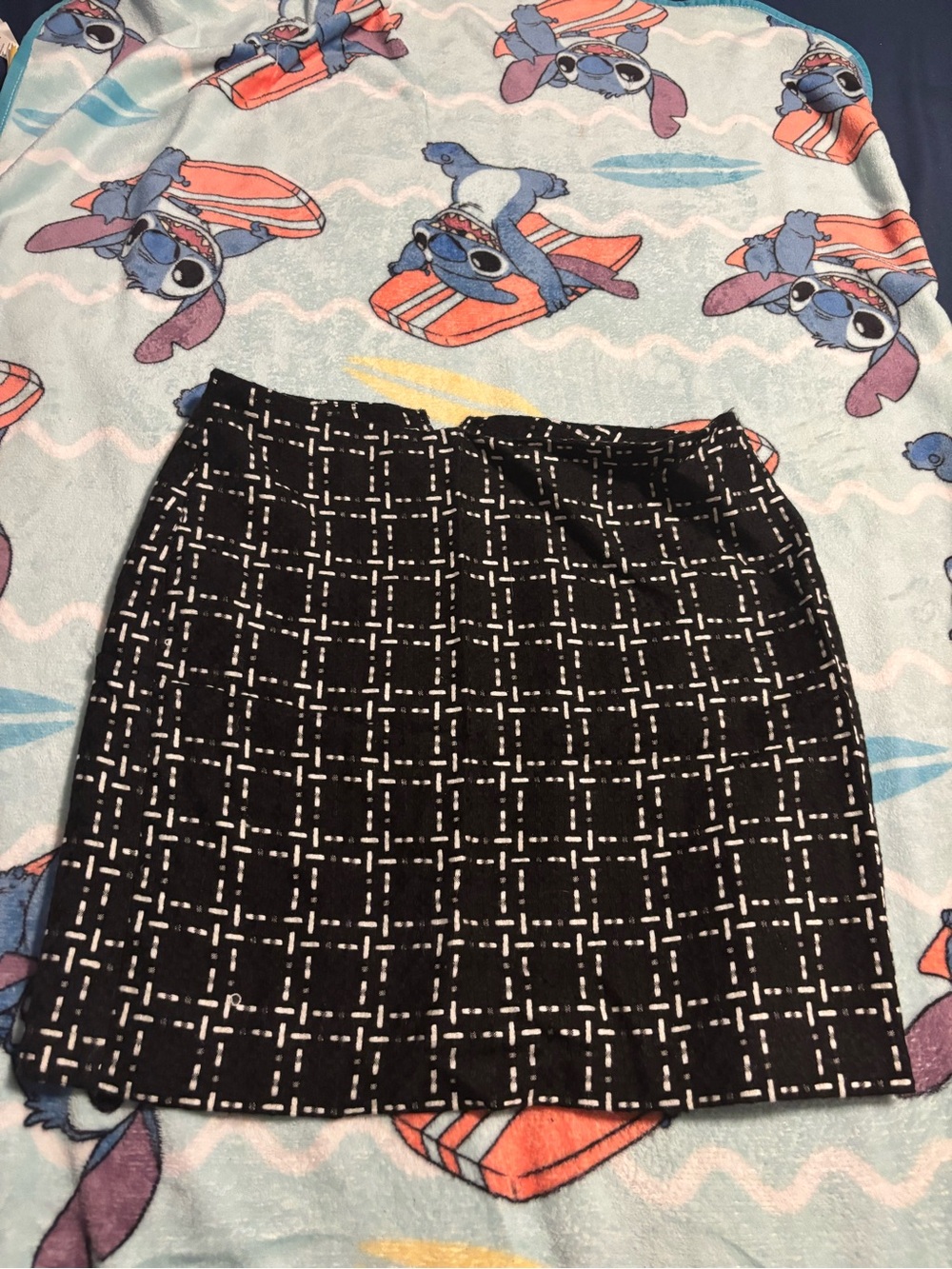 Black Plaid Pencil Mini Skirt
